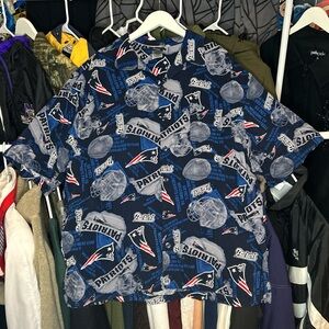 Vintage New England Patriots All Over Print AOP Button Shirt XL